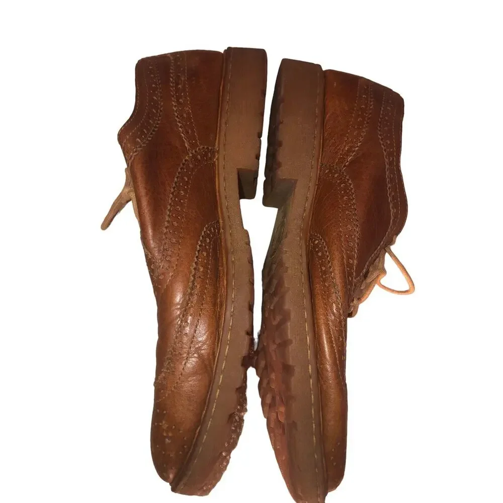 Born Mens Brown Pebbled Leather Wingtip Oxford Brogue Dress Shoes H48516 Size 13